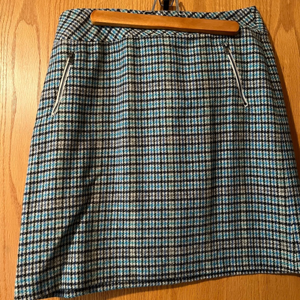 Talbots Houndstooth Mini Skirt in Blue and Black